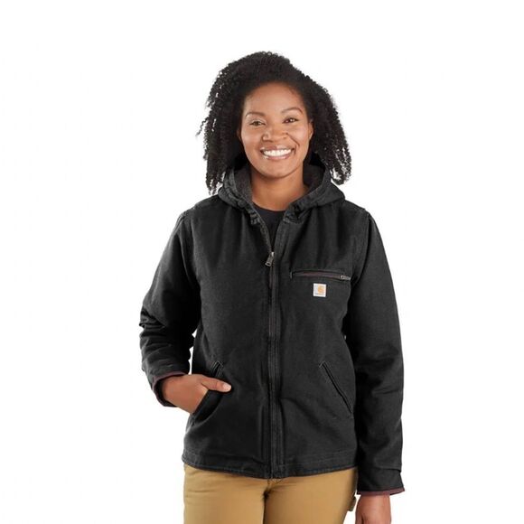 HP! Carharrt Womens Washed Duck Sherpa Lined Jacket Loose Fit Warmest - Picture 7 of 16